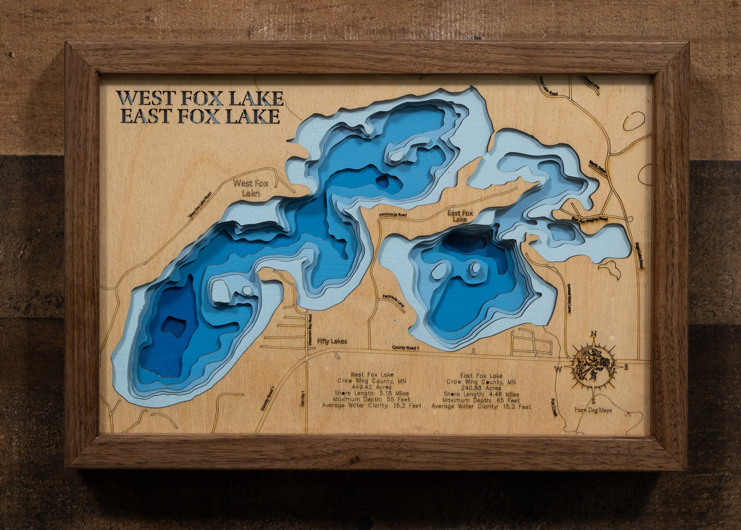 West Fox Lake and East Fox Lake in Crow Wing County, Minnesota