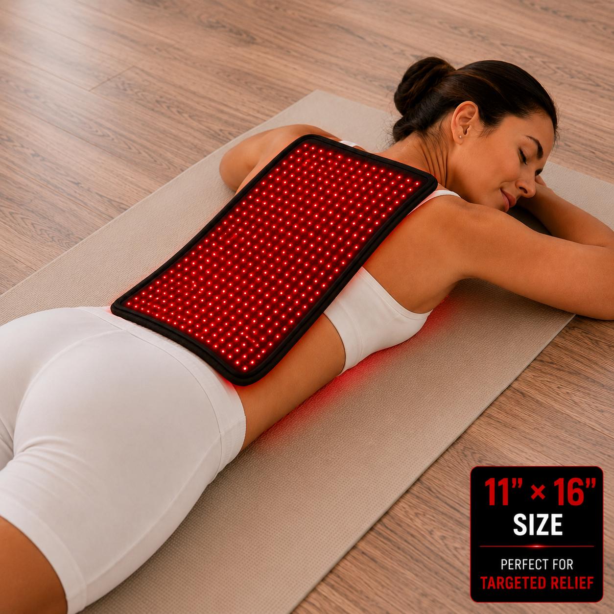 Medium Red Light Pad for Support with Pain Relief & Recovery | 16" x 11" | 1188 LEDs + 12V Car Adapter