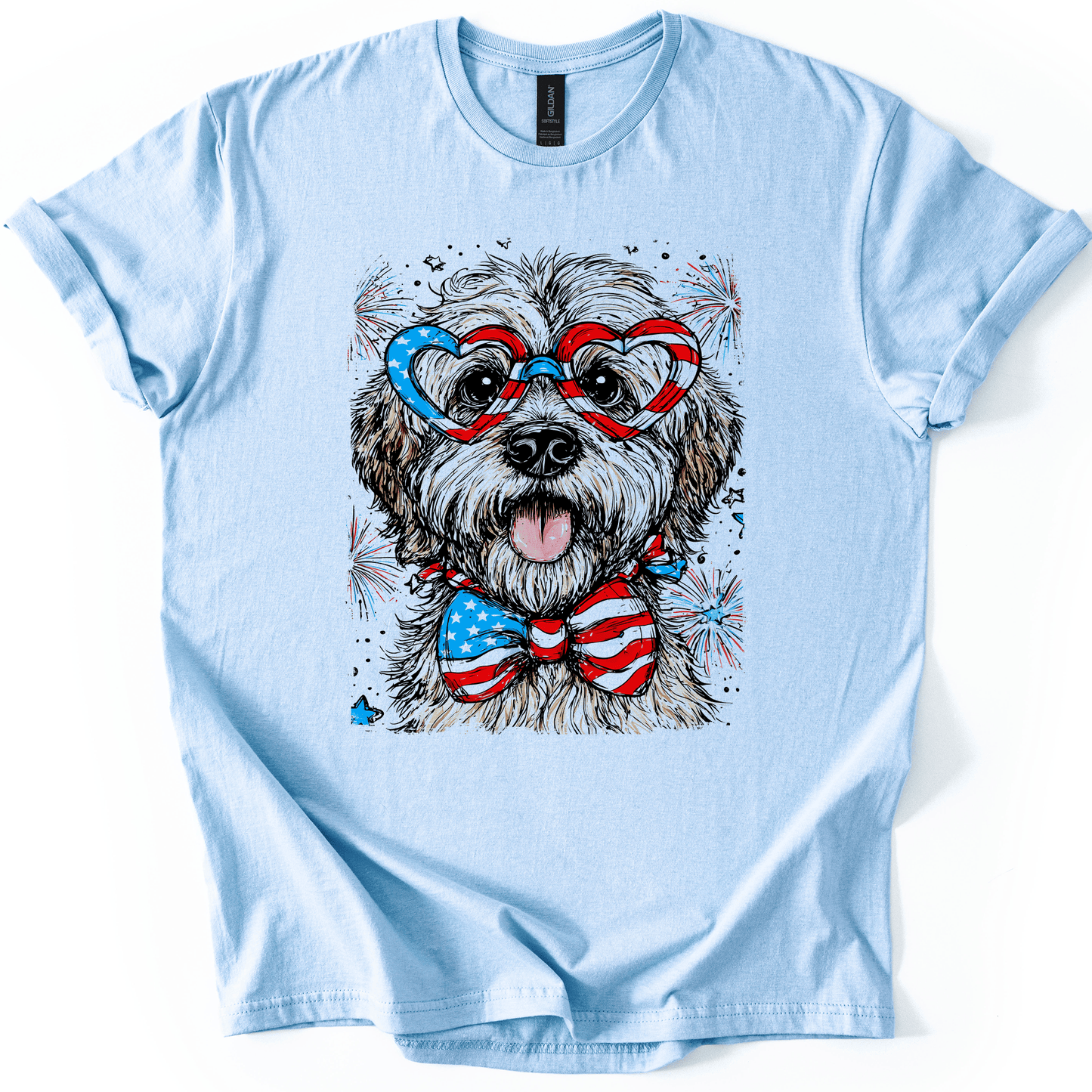 Wheaten Terrier Patriotic Dog USA Pride 4th Of July Pet Lover Celebration Graphic Tee