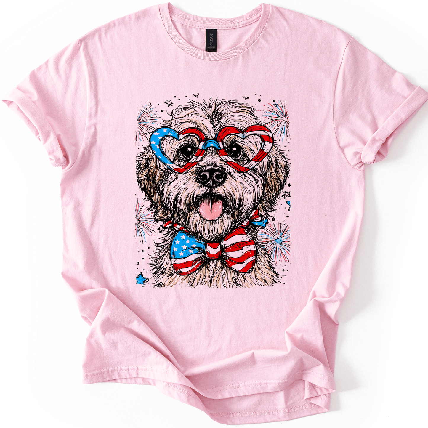 Wheaten Terrier Patriotic Dog USA Pride 4th Of July Pet Lover Celebration Graphic Tee