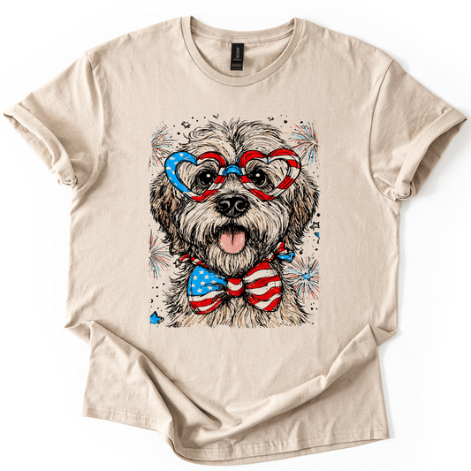 Wheaten Terrier Patriotic Dog USA Pride 4th Of July Pet Lover Celebration Graphic Tee