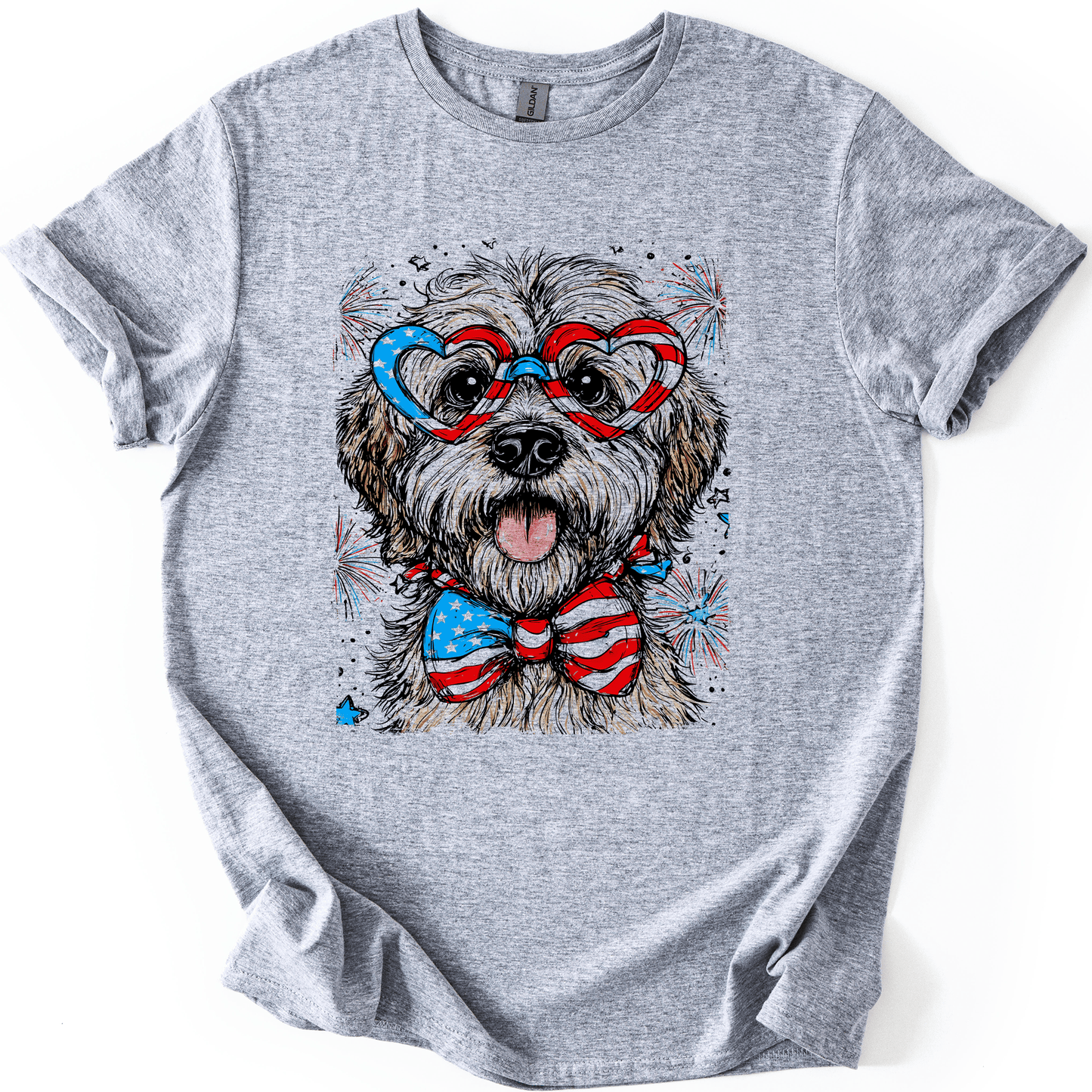 Wheaten Terrier Patriotic Dog USA Pride 4th Of July Pet Lover Celebration Graphic Tee