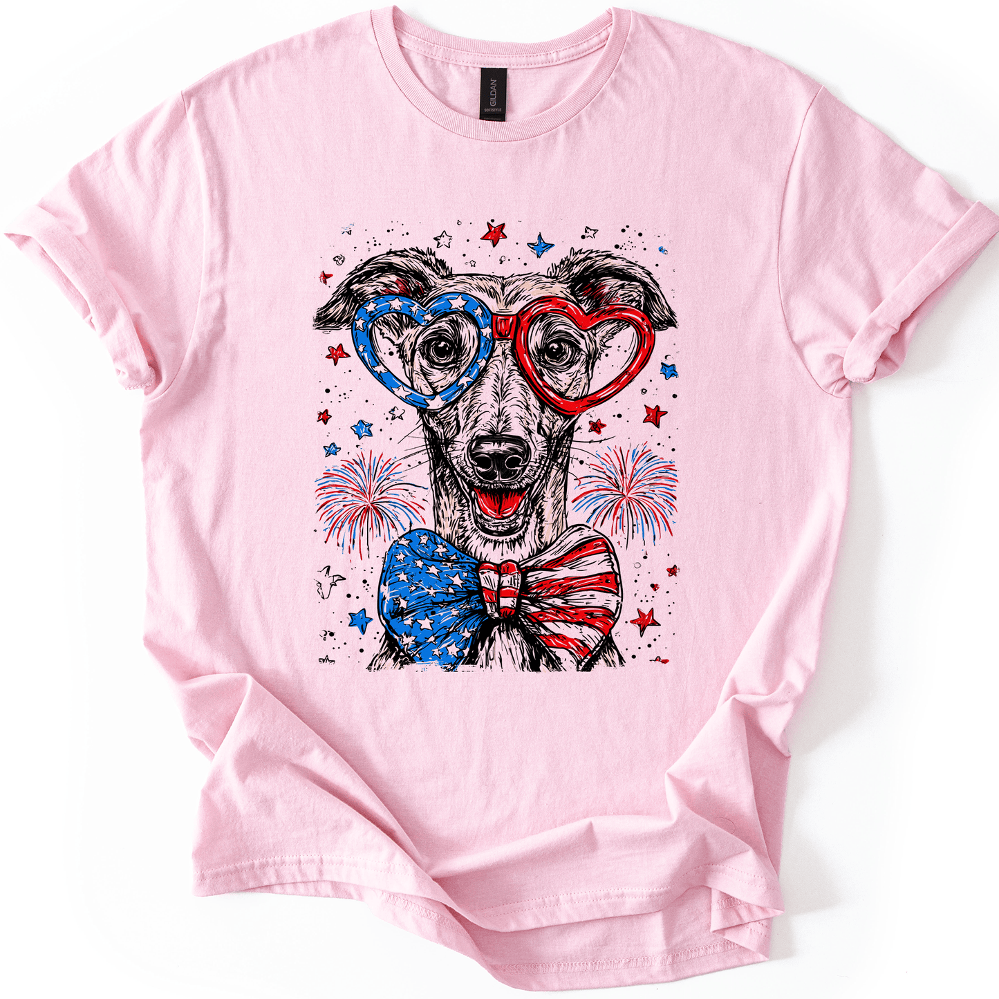Whippet Patriotic Dog USA America Pet Lover 4th Of July Pride Flag Forever Graphic Tee