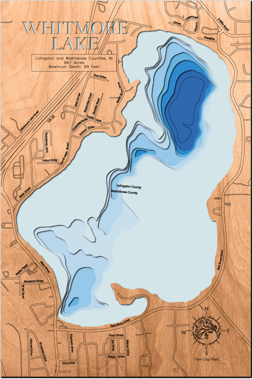 Whitmore Lake in Livingston and Washtenaw Counties, Michigan