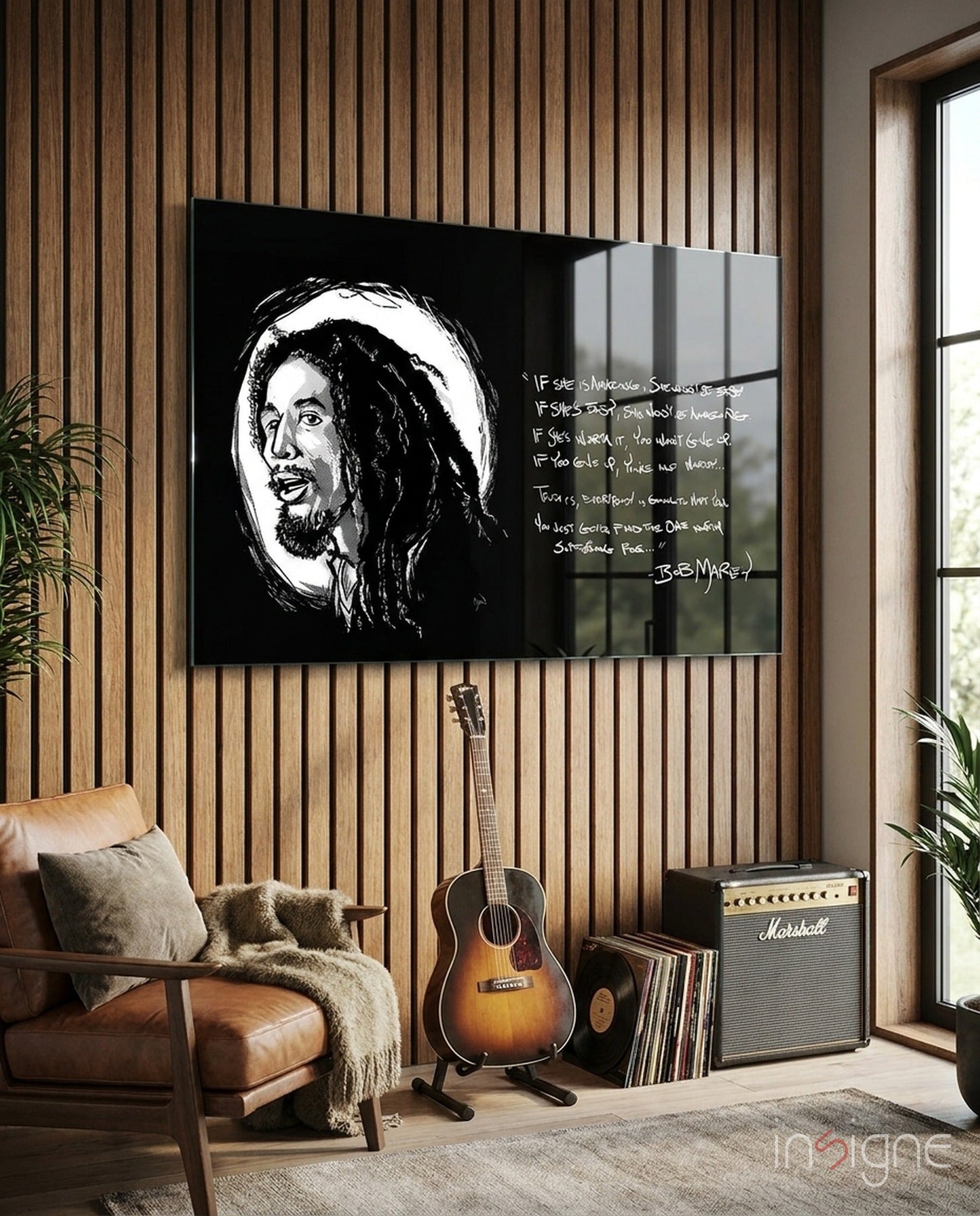 Words of Bob Marley Glass Wall Art