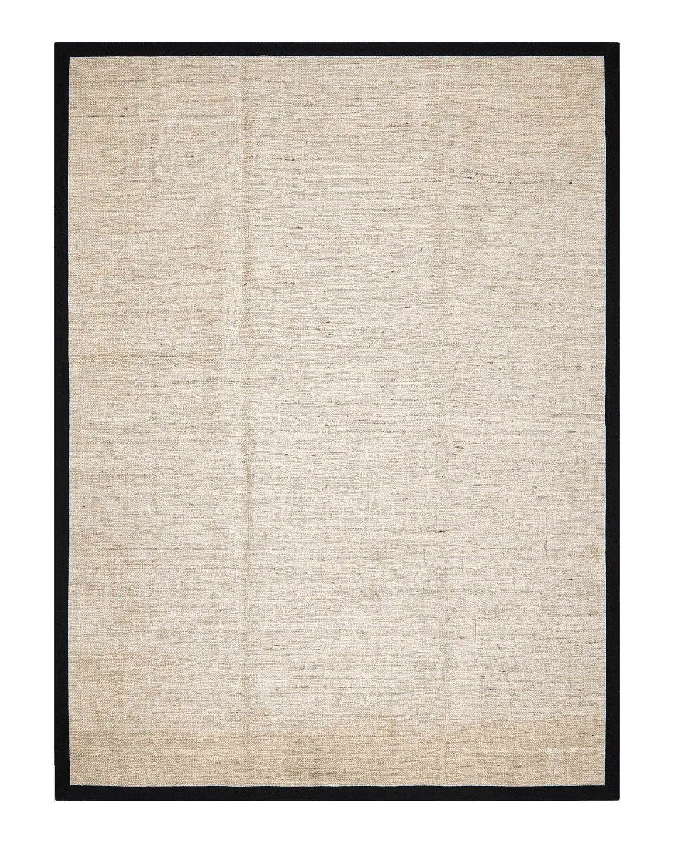 Jute Rug 8x10, Natural Jute Fiber Area Rug, Natural Sisal Area Rug with Black Border, 8x10 Carpet, Solid Jute Rug 8 x 10, Farmhouse Rug