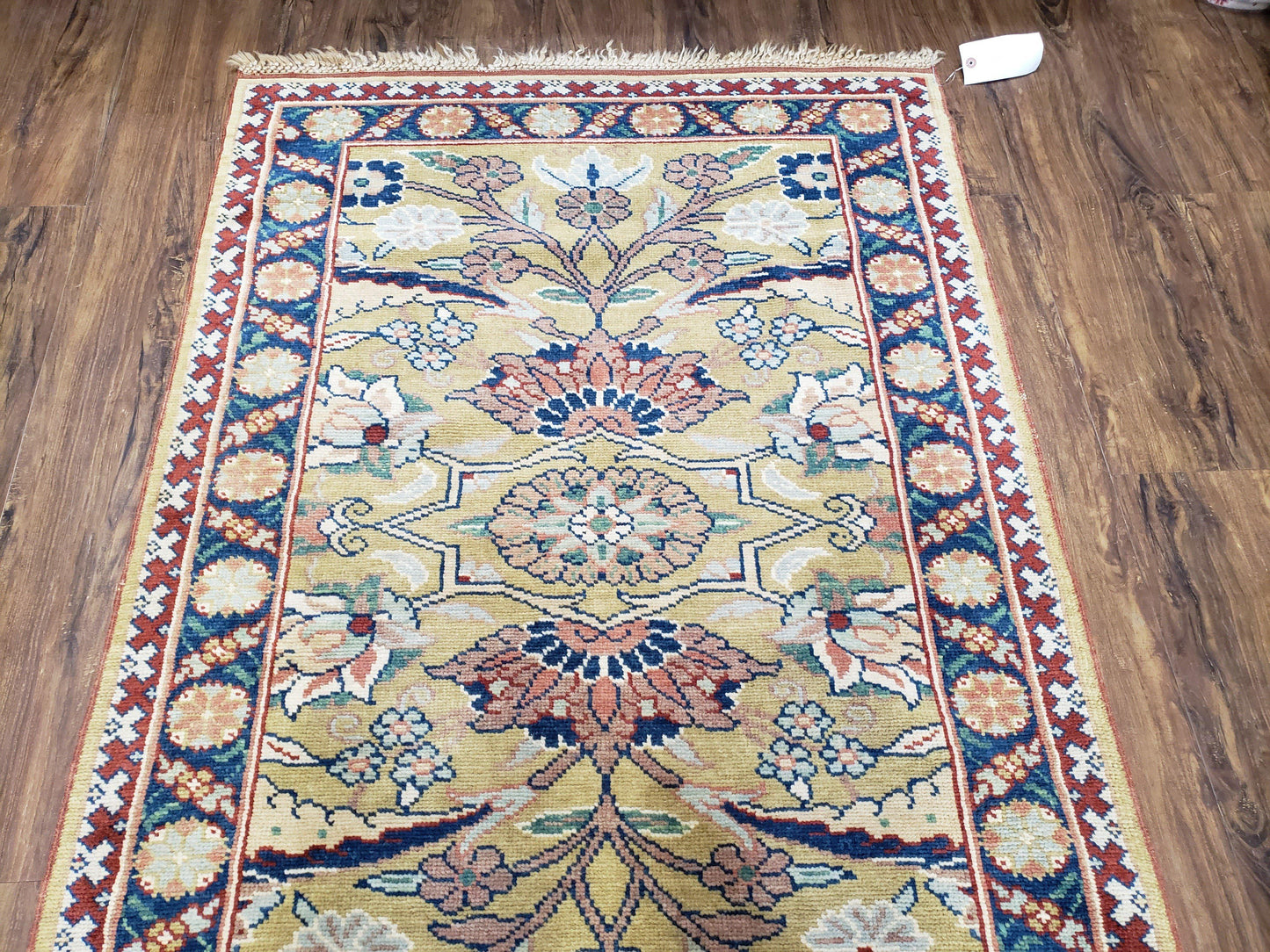 Hallway Runner Rug, Kitchen Runner, Sultanabad Hand Knotted Rug, Farmhouse Rug, 1950s Rug, Mahal Rug, Turkish Rug, Long Runner, Yellow