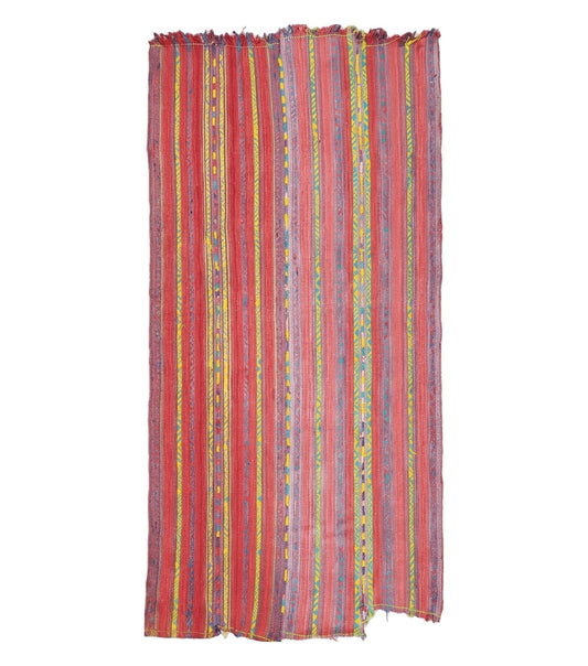 Vintage Turkish Jajim Kilim Flat Weave Rug with Colorful Stripes, Anatolian Kilim Rug, Jijim Cicim Carpet, 5x11 Boho Rug Multicolor, Unique