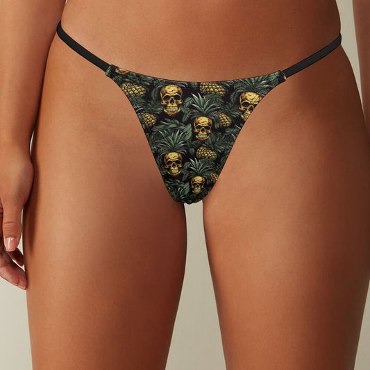 Pineapple Skull Pattern Women's Polyester Thong