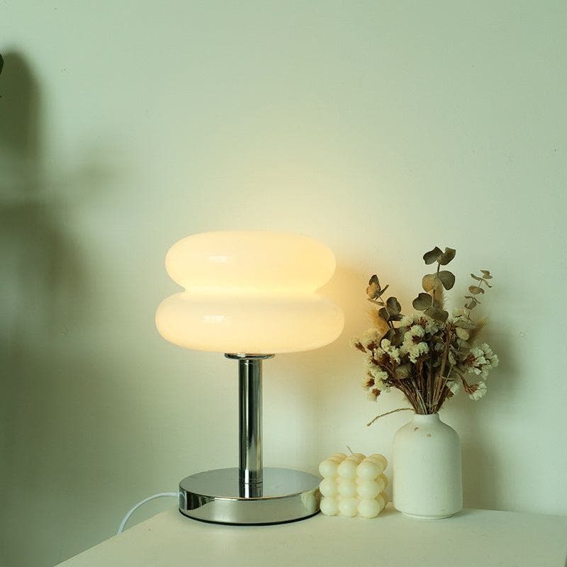 Egg Tart Decorative Medieval Cream Glass Living Room Bedroom Lamp
