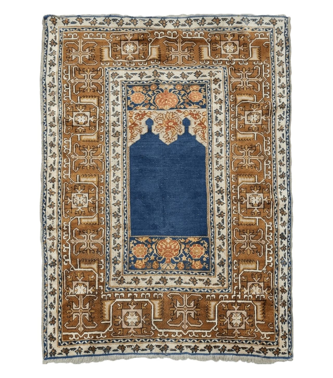 Antique Turkish Anatolian Ghiordes Prayer Rug, Twin Mihrabs, Rare Collectible Oriental Rug, Early 20th Century Prayer Rug, 3'9" x 5'2"