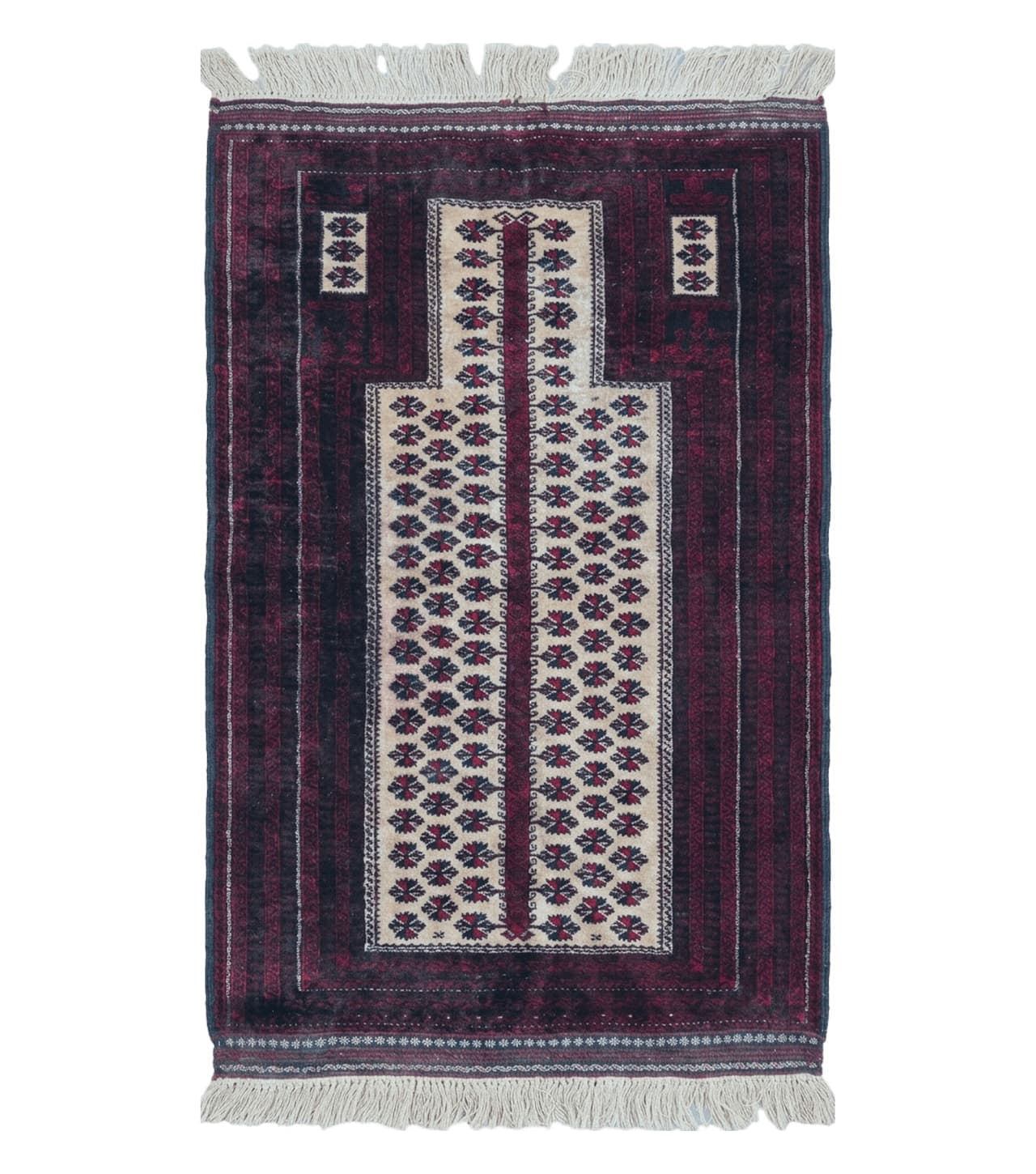 3' X 5' Handmade Fine Knotted Balouch Turkoman Prayer Silk Wool Rug