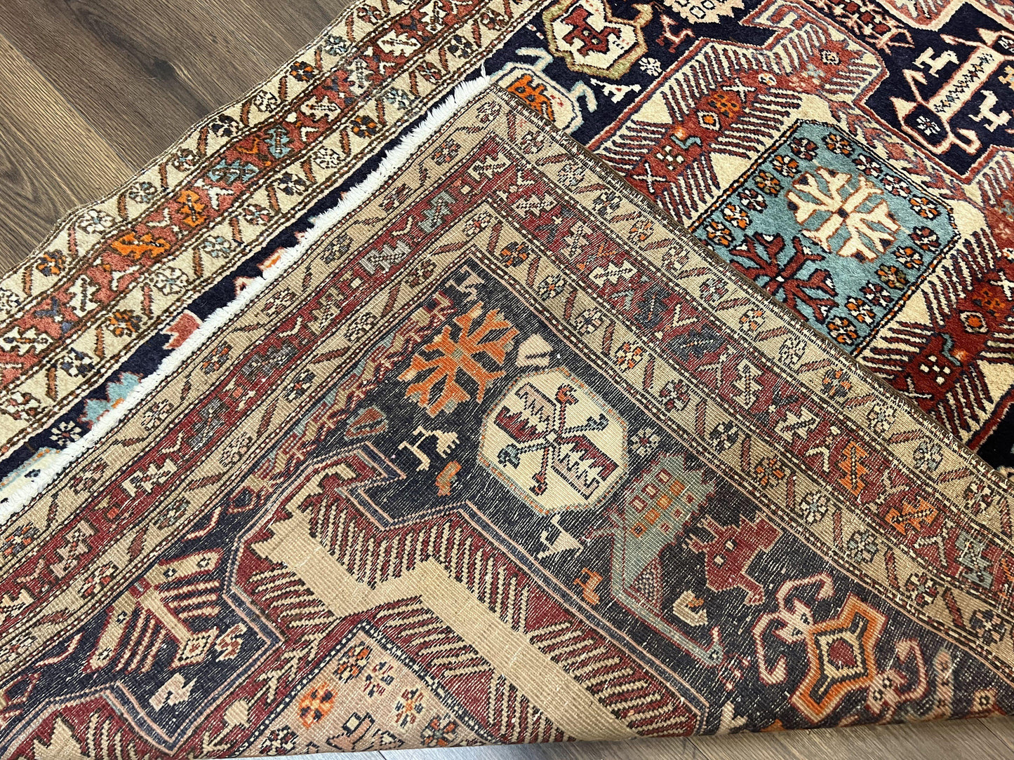 Persian Ardabil Wide Runner Rug 4x10 - Geometric Medallions & Animal Pictorials