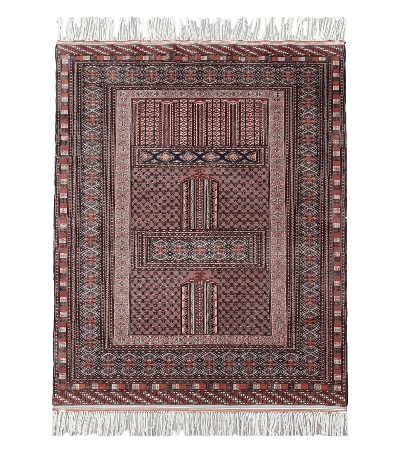 Vintage Turkoman Bokhara Rug 4x6, Four Seasons Pakistan Bukhara Turkmen Engsi Yamud Carpet, Fine Tribal Rug, Wool, Hand-Knotted, Brown, Nice