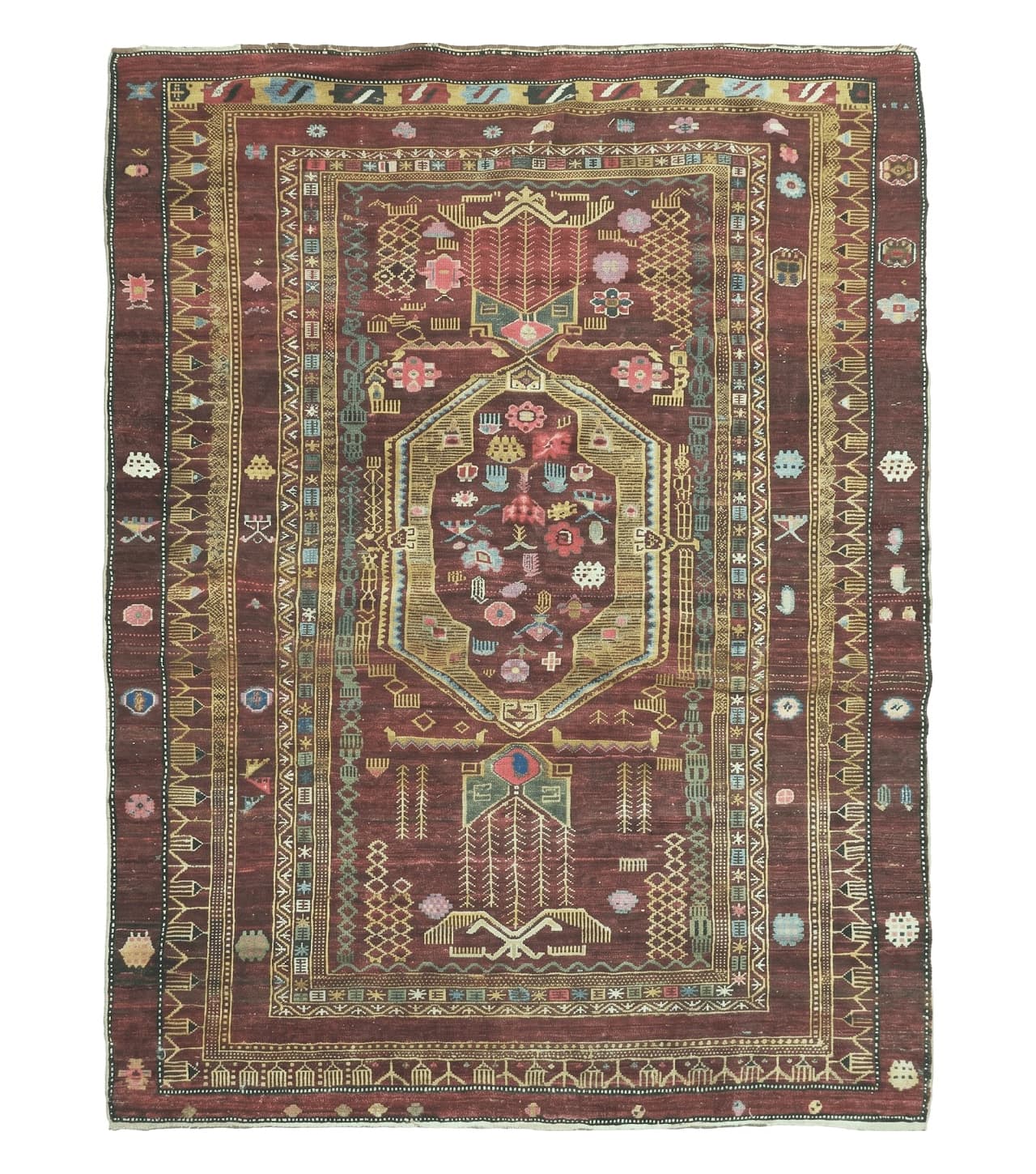 4' X 6' Antique Handmade Caucasian Shirvan Russian Armenian Wool Rug Colorful