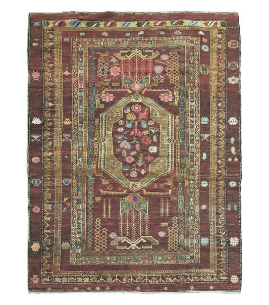4' X 6' Antique Handmade Caucasian Shirvan Russian Armenian Wool Rug Colorful
