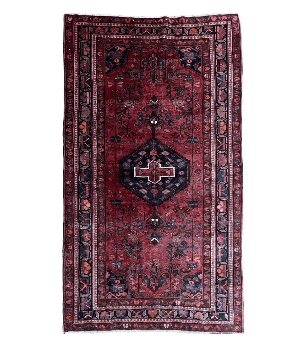 5.5 X 10 Handmade Wool Tribal Gallery Rug Wide Runner Corridor Rug Floral Red