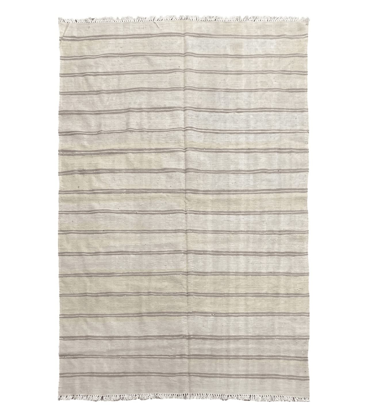 5x8 Turkish Kilim Rug, Flatweave Carpet, Striped Blanket, Southwestern Design, New, Gray, Wool, High Quality, Hand-Knotted