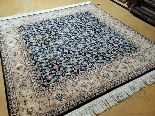 Square Indo Persian Rug 6x6, Hand Knotted, Wool, Allover Pattern