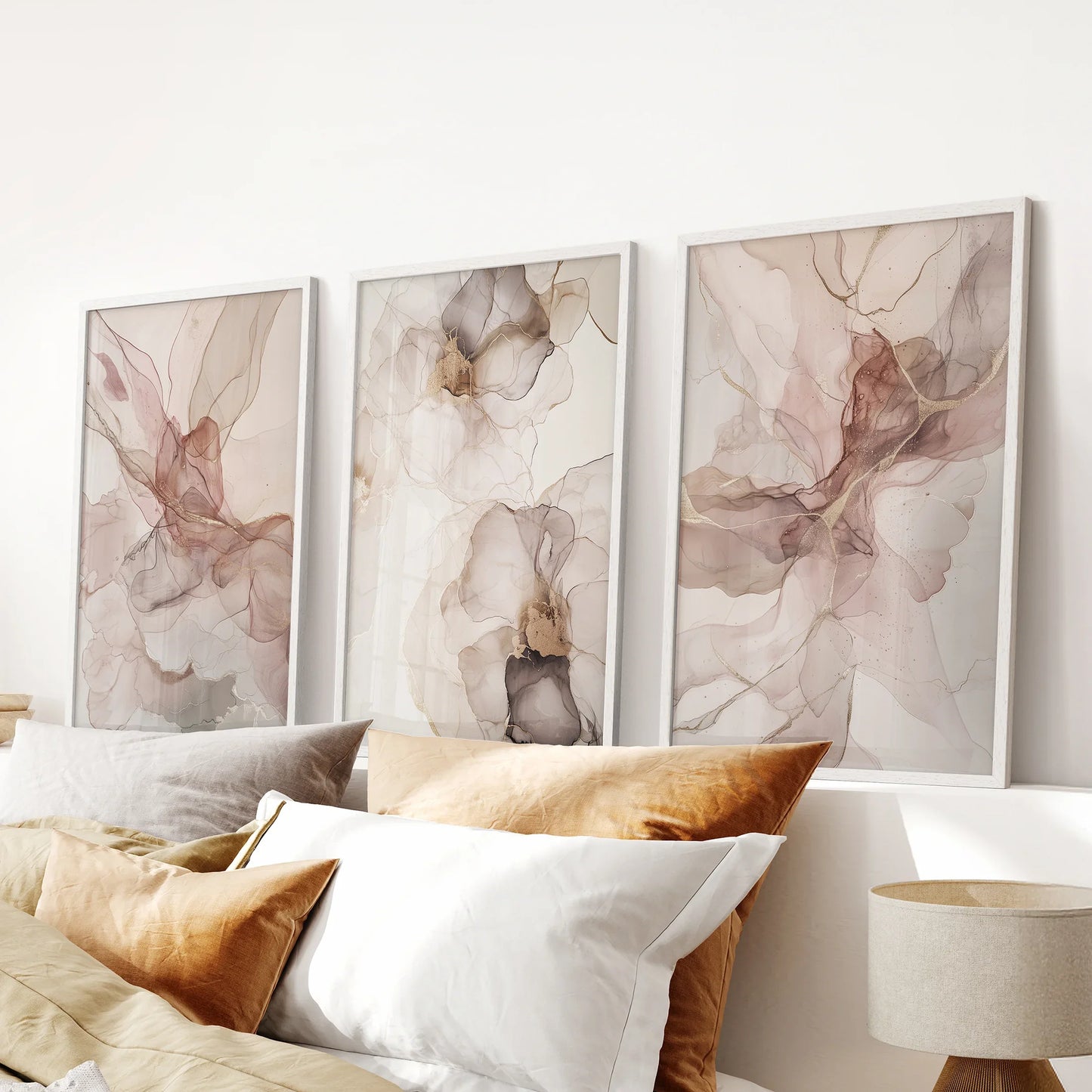Neutral Watercolor Wall Art. Modern Minimalist Abstract Triptych