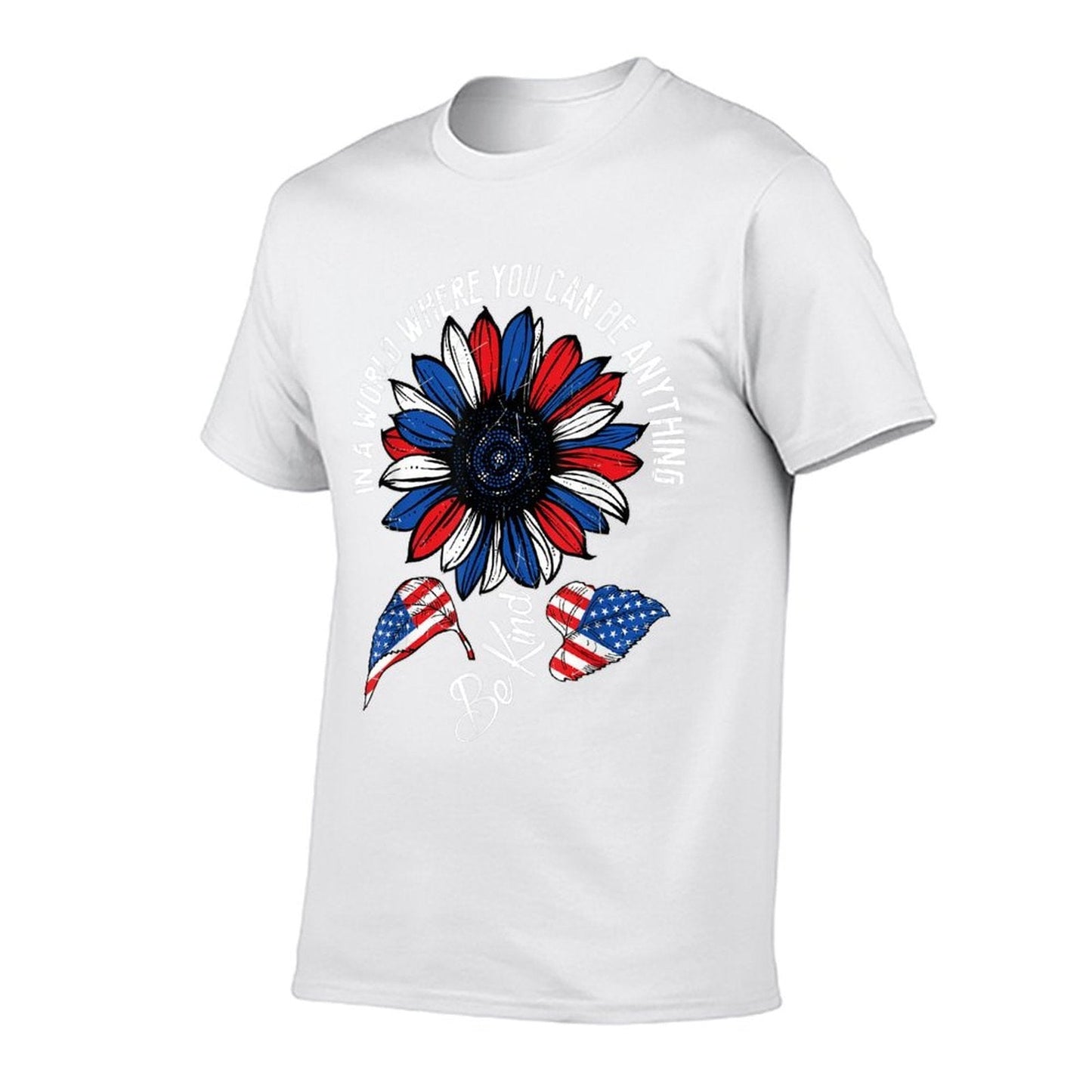 Retro Be Kind USA American Sunflower Happy 4th Of July  Soft T-Shirt