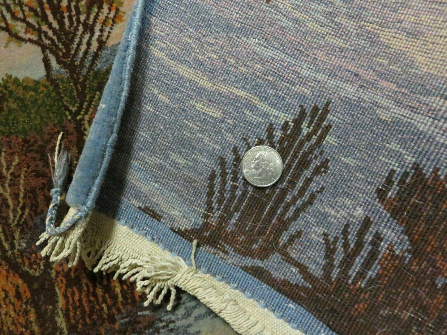2' X 3' Vintage Handmade Pakistan Pictorial Rug Carpet Scenery Bird Tree Wow