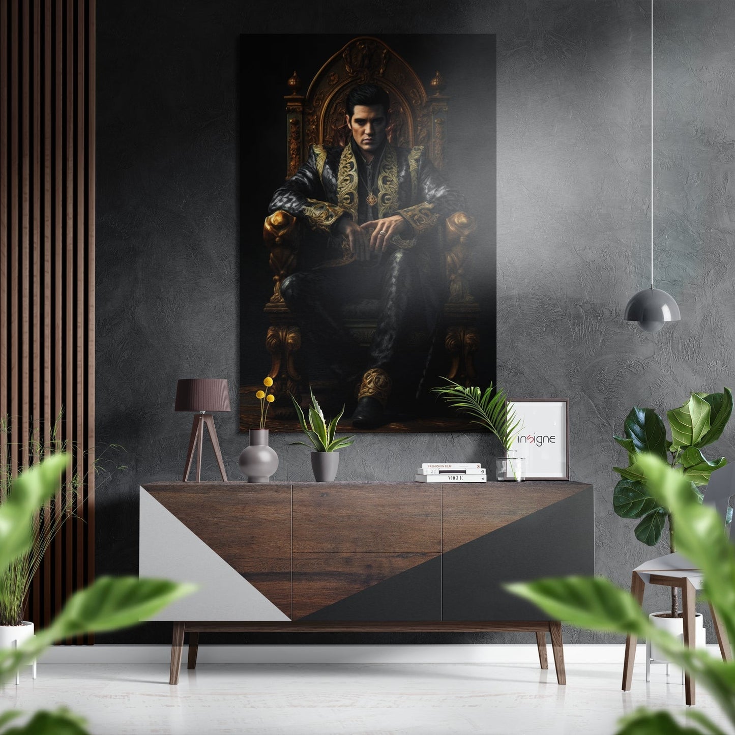 Elvis in Throne Brushed Aluminum Dibond Wall Art