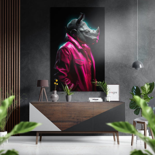 Fashionate Rhino Brushed Aluminum Dibond Wall Art