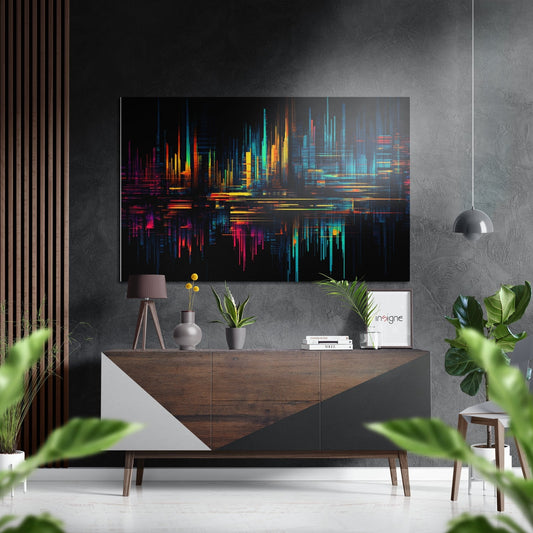 Abstract City Silhouette Brushed Aluminum Dibond Wall Art