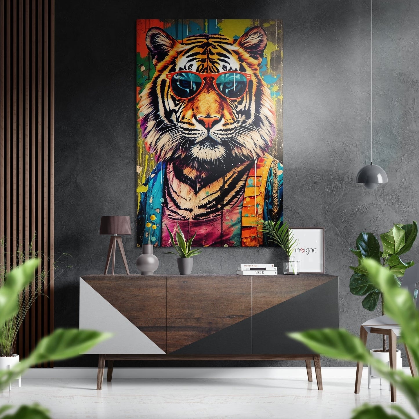Spectacled Tiger Brushed Aluminum Dibond Wall Art