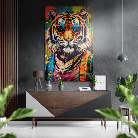 Spectacled Tiger Brushed Aluminum Dibond Wall Art