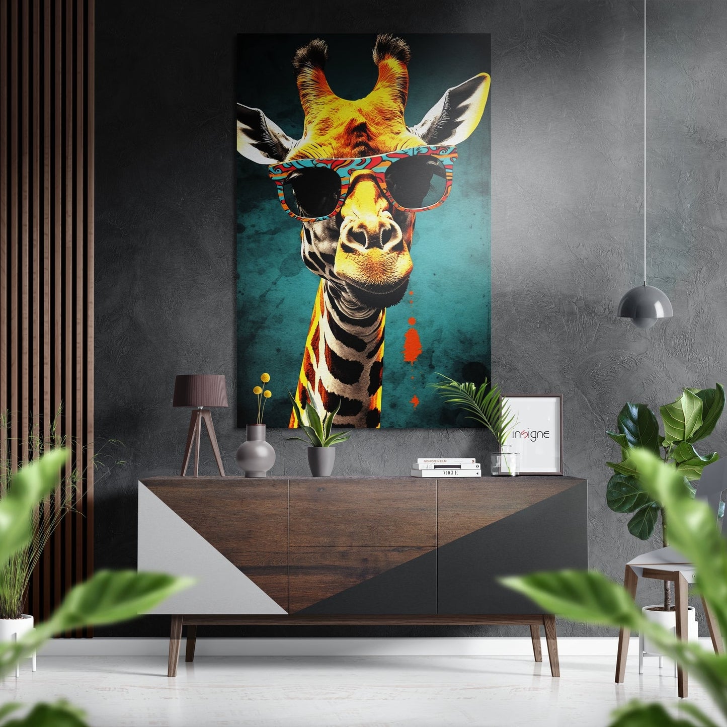 Happy Giraffe Brushed Aluminum Dibond Wall Art