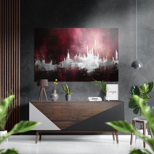 City Silhouette Brushed Aluminum Dibond Wall Art