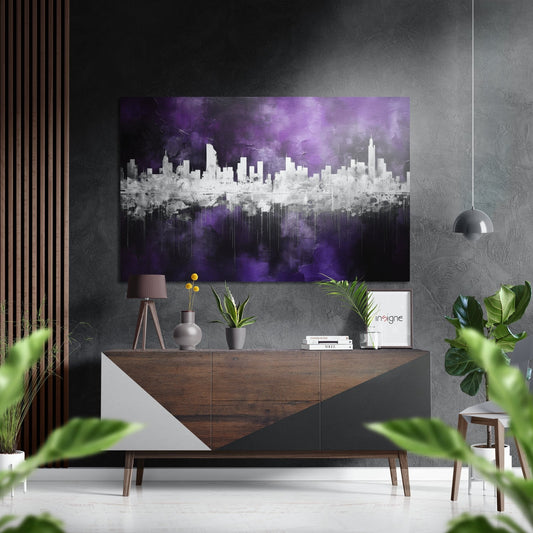 City Silhouette Brushed Aluminum Dibond Wall Art