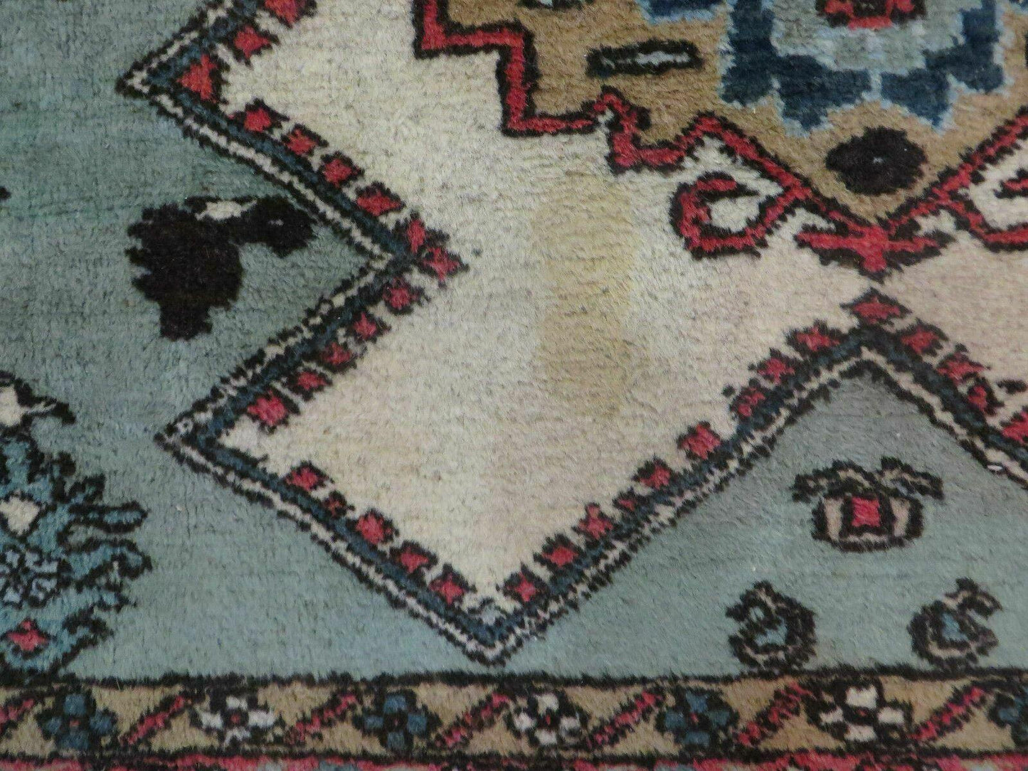 4' X 7' Vintage Handmade Knotted Rug India Caucasian Wool Soft Green Organic