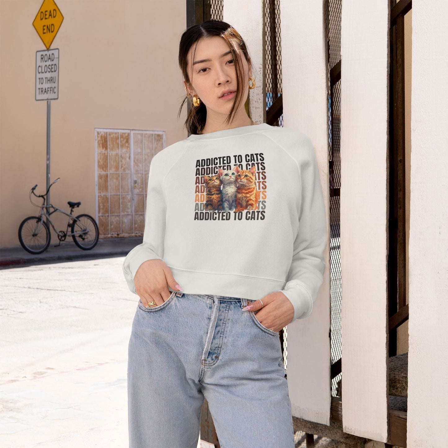 Addicted to Cats Cropped Pullover
