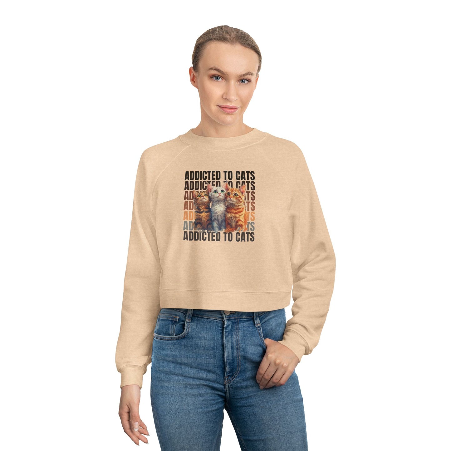 Addicted to Cats Cropped Pullover