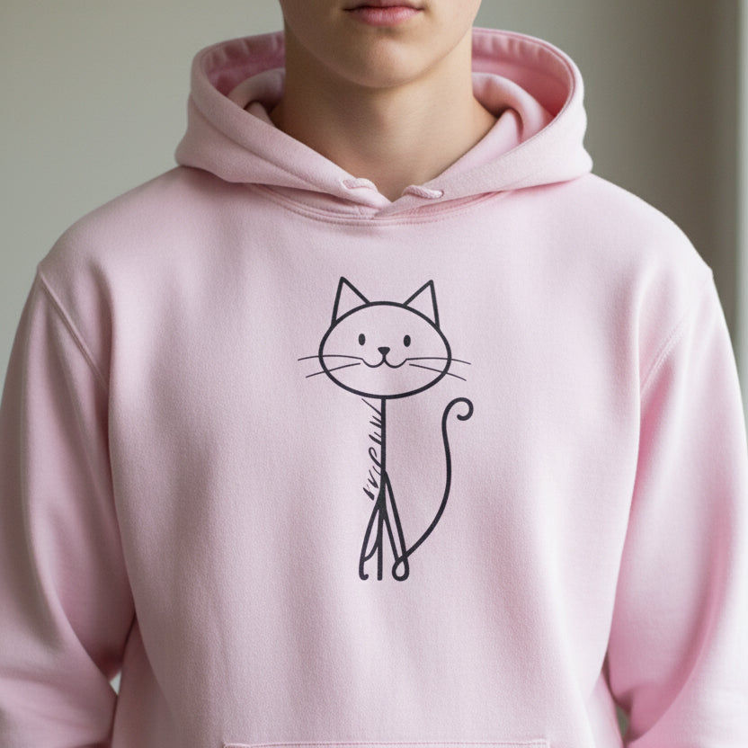 Adorable Stick Cat Youth Hoodie
