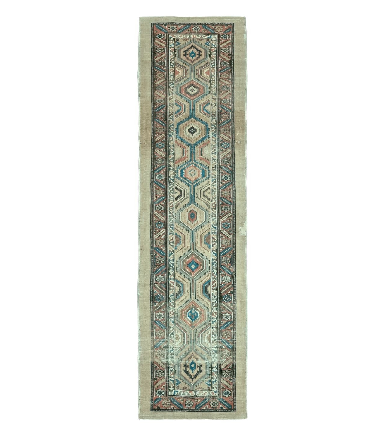 3'4" X 12' Antique Hand Made Turkish Wool Rug Runner Carpet Camel Hair Nice