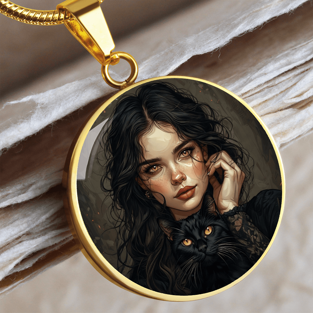 Amber Eyed Cat Lady Necklace for Cat Lovers