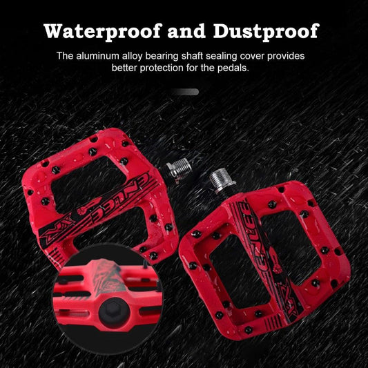 Anti-Vibration Mountain Bike Pedal Anti-Skid Lightweight Nylon Fiber Bicycle Pedal Board High-Strength Anti-Skid Bicycle Pedal New Nylon Fabric Anti Slip Durable Mountain Bike Flat Pedals