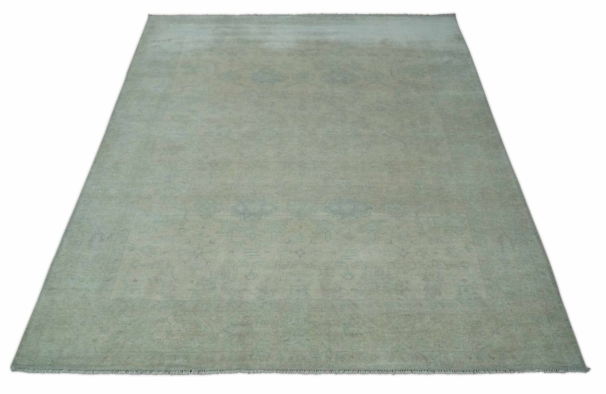 Antique look Beige and Gray Hand Knotted Oriental Oushak 8x10 wool Area Rug