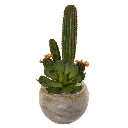 27" Mixed Succulent Artificial Plant in Sand Colored Planter