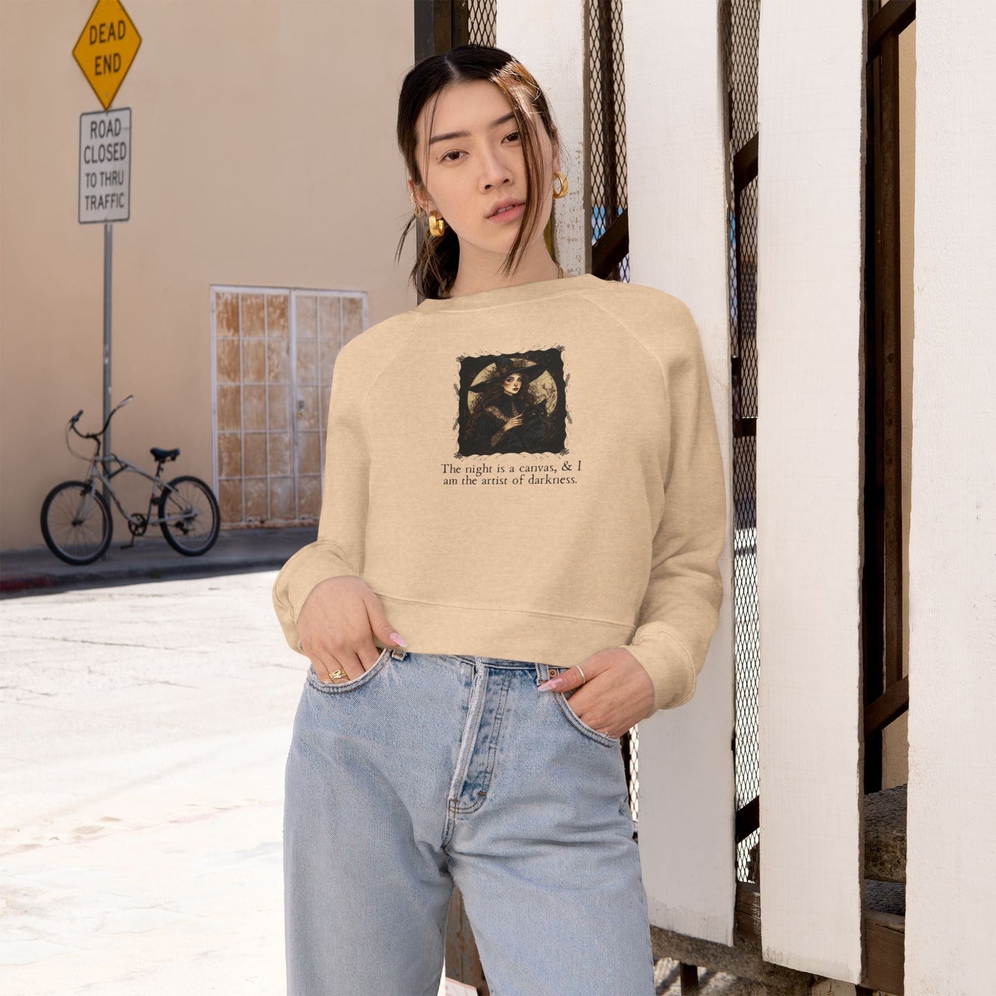 Artist of Darkness Women's Cropped Pullover - Stylish Fleece Sweatshirt