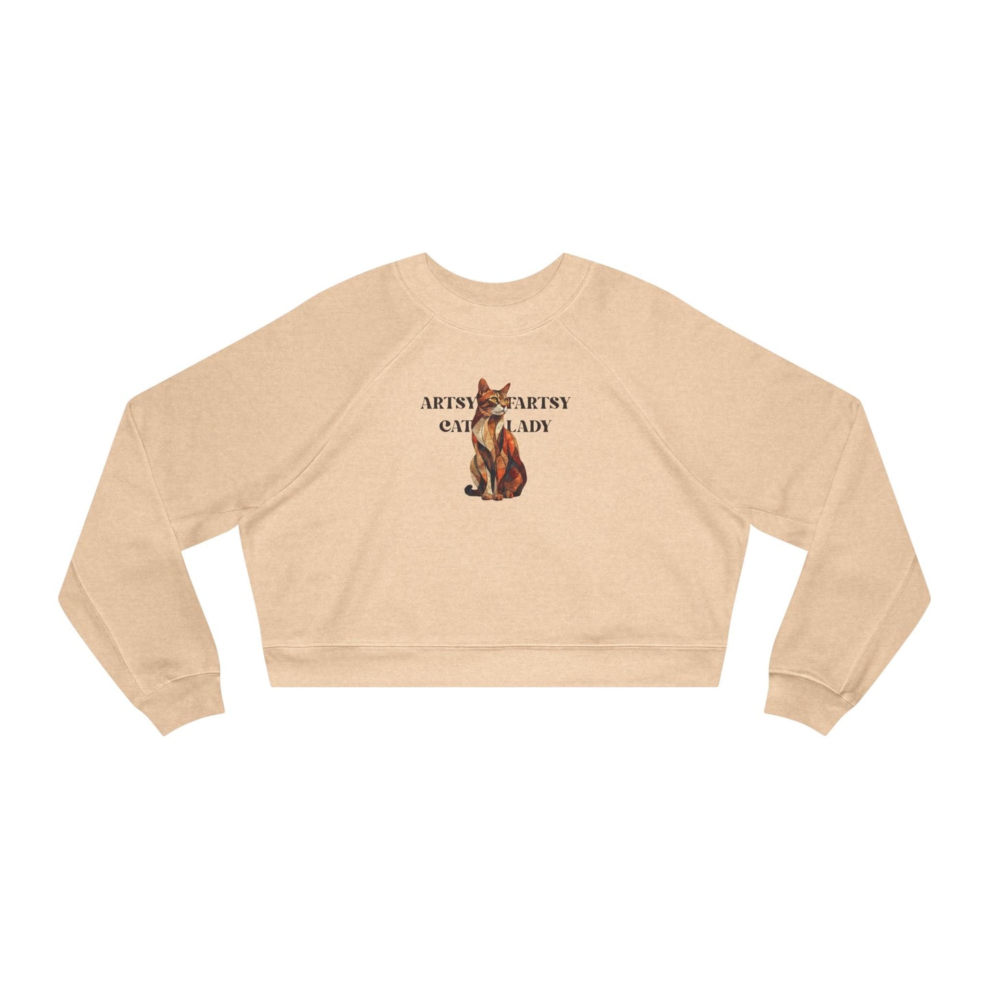 Artsy Fartsy Cat Lady Cropped Pullover - Fun & Comfy Fleece Apparel
