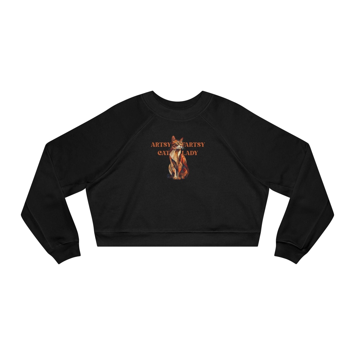Artsy Fartsy Cat Lady Cropped Pullover - Fun & Comfy Fleece Apparel