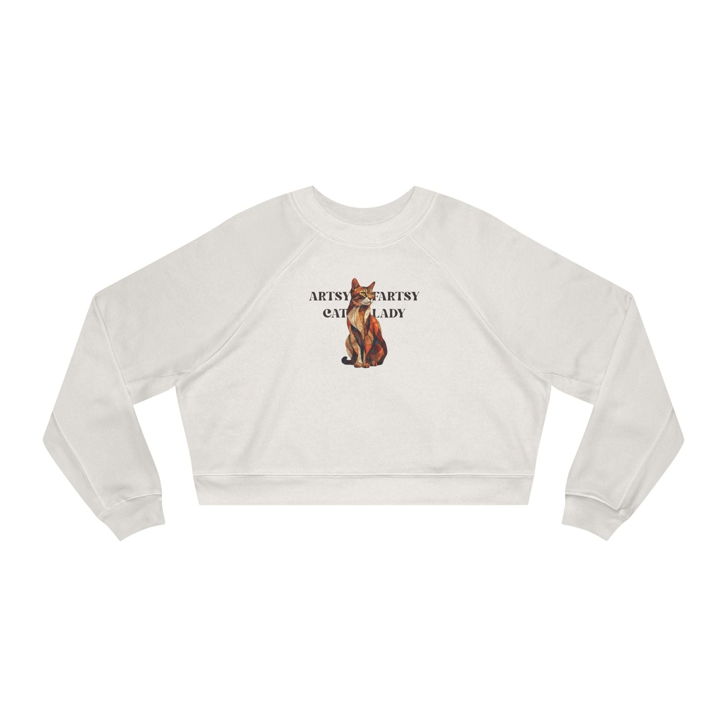 Artsy Fartsy Cat Lady Cropped Pullover - Fun & Comfy Fleece Apparel