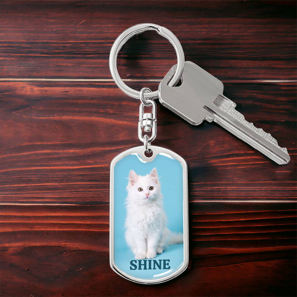“Shine” White Kitten Keychain