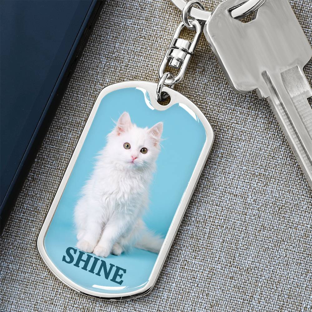 “Shine” White Kitten Keychain