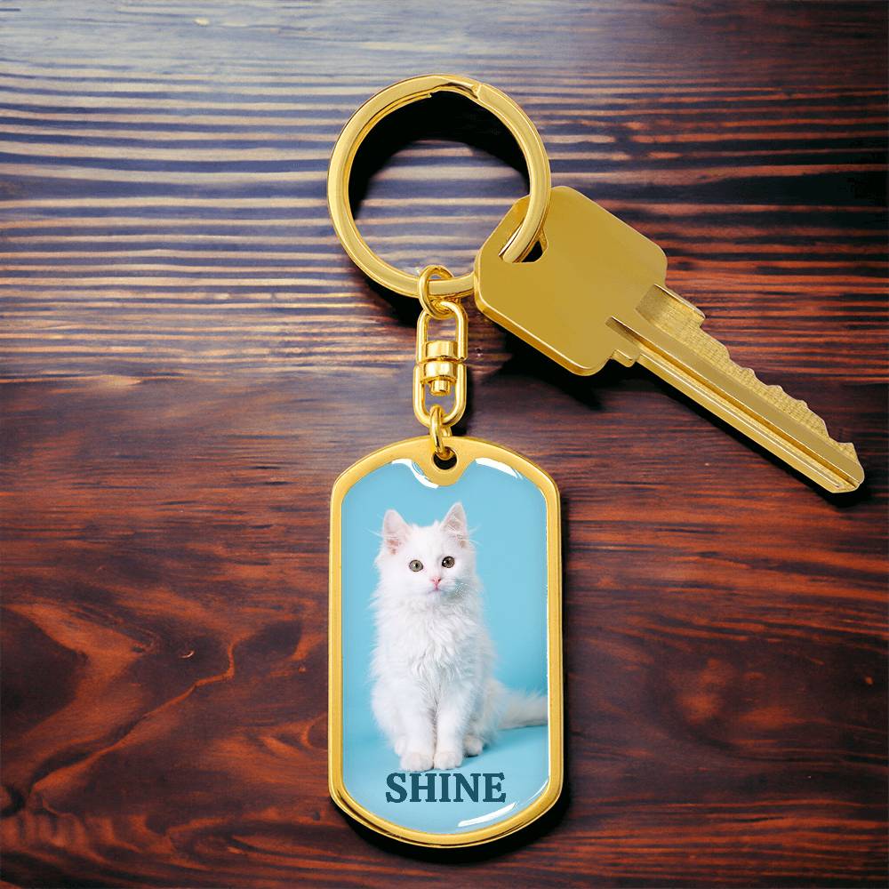 “Shine” White Kitten Keychain